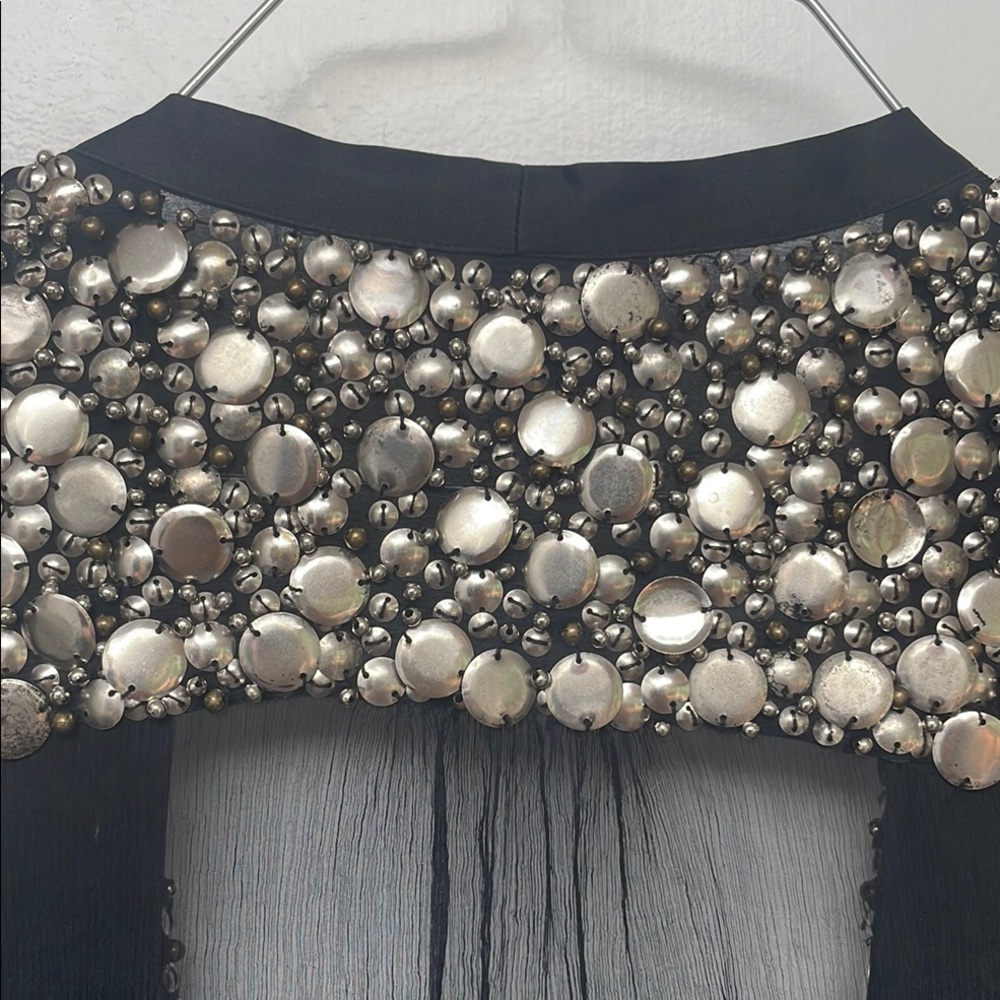 Elizabeth and James Black Asymmetrical Embellished Blouse - Picture 8 of 8